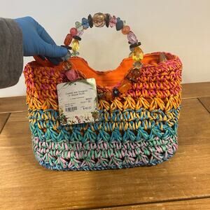 CAPPELLI STRAWWORLD Jewel Handle Purse Pocketbook Handbag Vacation Island NWT